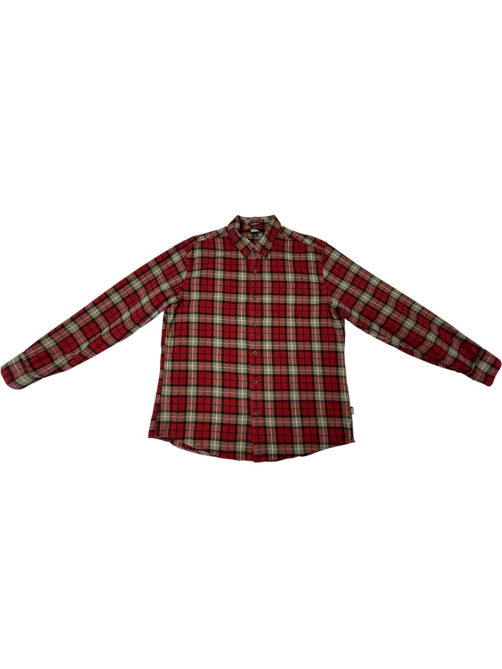 Eddie Bauer Classic Fit Red Plaid Flannel Button Down Long Sleeve Shirt Size L